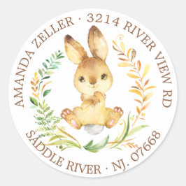 Sweet Bunny Baby shower retour adreslabel Ronde Sticker