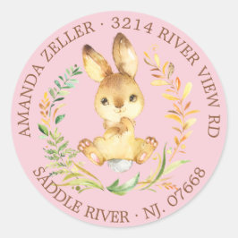Sweet Bunny Baby shower retour adreslabel Ronde Sticker