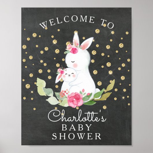 Sweet Bunny Baby shower Welkomstteken Poster (Voorkant)