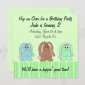 Sweet Bunny Birthday Invitation Kaart (Voorkant / Achterkant)