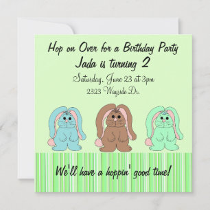 Sweet Bunny Birthday Invitation Kaart
