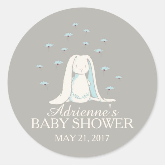 Sweet Bunny Boys Baby shower Sticker (Voorkant)