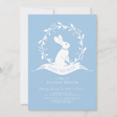 Sweet Bunny Boys Baby shower Uitnodiging (Voorkant)