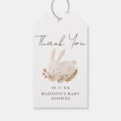 Sweet Bunny Calligraphy Baby shower Bedankt Cadeaulabel (Achterkant)