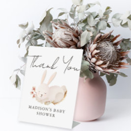 Sweet Bunny Calligraphy Baby shower Bedankt Reclamebord Met Voetstuk