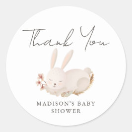 Sweet Bunny Calligraphy Baby shower Bedankt Ronde Sticker