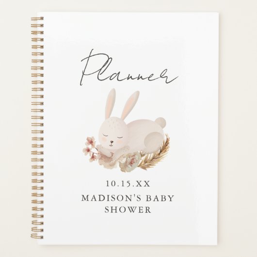 Sweet Bunny Calligraphy Baby shower Planner (Voorkant)