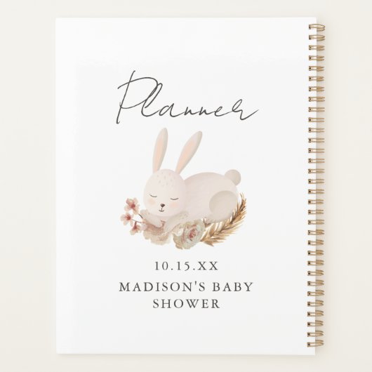 Sweet Bunny Calligraphy Baby shower Planner (Achterkant)