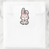 Sweet Bunny – Cute Kawaii Animal Illustration Vierkante Sticker (Tas)
