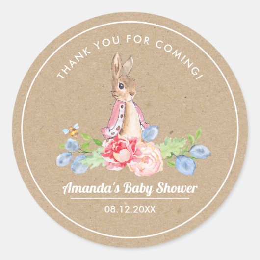 Sweet Bunny Dank je Baby shower Ronde Sticker (Voorkant)