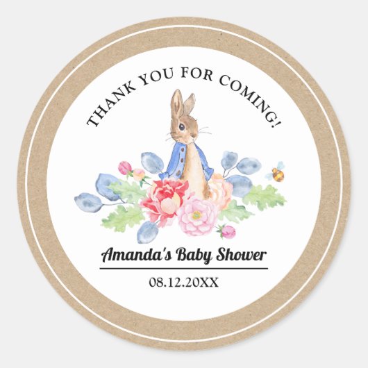 Sweet Bunny Dank je Baby shower Ronde Sticker (Voorkant)