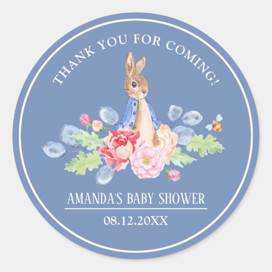 Sweet Bunny Dank je Baby shower Ronde Sticker (Voorkant)