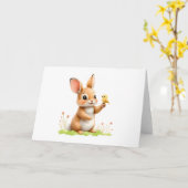 Sweet Bunny en Bird Friendship Blank Groet Kaart (Gele Bloem)