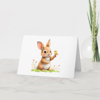 Sweet Bunny en Bird Friendship Blank Groet Kaart