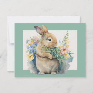Sweet Bunny en Wildbloemen Briefkaart