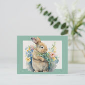 Sweet Bunny en Wildbloemen Briefkaart (Staand voorkant)