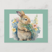 Sweet Bunny en Wildbloemen Briefkaart (Voorkant)