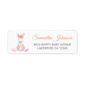 Sweet Bunny Floral Baby shower Return Address Etiket (Voorkant)