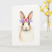 Sweet Bunny Floral Crown Card Kaart (Gele Bloem)
