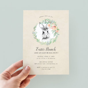 Sweet Bunny Floral krans Pasen Brunch Party Kaart