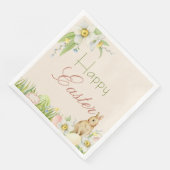 Sweet Bunny Happy Easter Floral Waterverf Servet (Hoek)