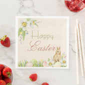 Sweet Bunny Happy Easter Floral Waterverf Servet (Insitu)