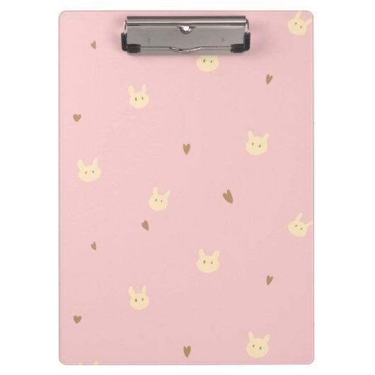 Sweet Bunny & Hearts Seamless Pattern – Cute Pink  Klembord (Voorkant)