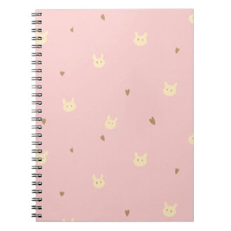 Sweet Bunny & Hearts Seamless Pattern – Cute Pink  Notitieboek