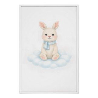 Sweet Bunny Illustration – Premium Nursery Wall Ar Perfect Poster