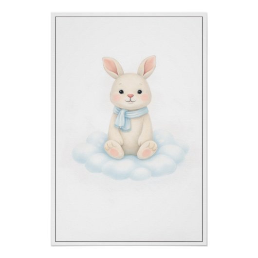 Sweet Bunny Illustration – Premium Nursery Wall Ar Perfect Poster (Voorkant)