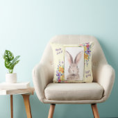 Sweet Bunny in Gold Lijst Brightly gekleurde bloem Kussen (Stoel)