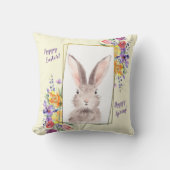 Sweet Bunny in Gold Lijst Brightly gekleurde bloem Kussen (Voorkant)
