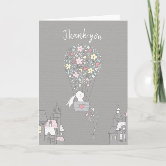 Sweet Bunny Love Floral Grey Bedankt (Voorkant)
