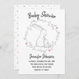 Sweet Bunny Love Gender Neutral Baby shower Kaart