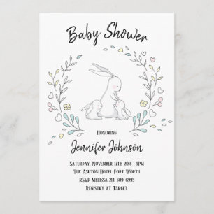 Sweet Bunny Love Twins Baby shower Kaart