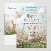 Sweet Bunny Meadow verjaardagsuitnodiging - grilli Kaart (Voorkant / Achterkant)