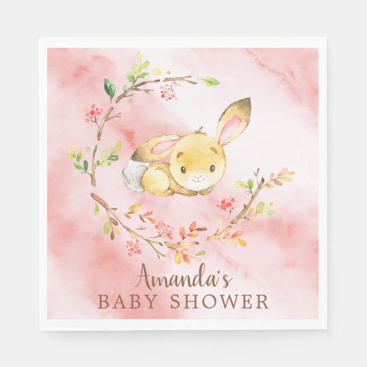 Sweet Bunny Meisjes Baby shower Papieren Servetten (Voorkant)