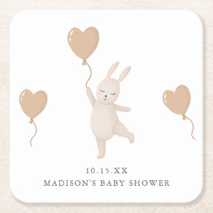 Sweet Bunny met Heart Balloon Baby shower Kartonnen Onderzetters