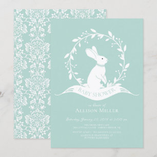 Sweet Bunny Neutral Baby shower Invitation Kaart