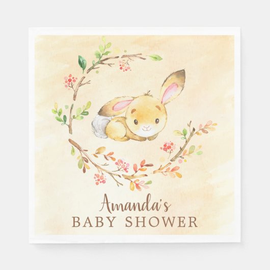 Sweet Bunny Neutral Baby shower Papieren servetten (Voorkant)