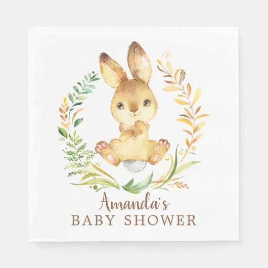 Sweet Bunny Neutral Baby shower Papieren servetten (Voorkant)