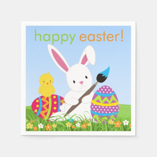 Sweet Bunny Paint Easter Eggs Papieren servetten (Voorkant)