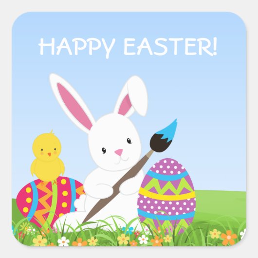 Sweet Bunny Paint Paaseieren Stickers (Voorkant)
