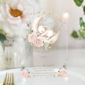 Sweet Bunny Pink Blush Floral Baby shower Arch Acryl Uitnodigingen