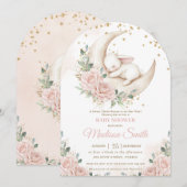 Sweet Bunny Pink Blush Floral Baby shower Arch Kaart (Voorkant / Achterkant)
