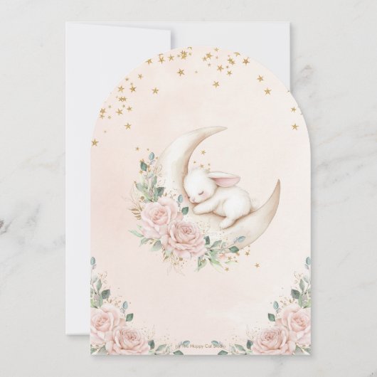 Sweet Bunny Pink Blush Floral Baby shower Arch Kaart (Achterkant)