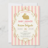 Sweet Bunny Pink Gold Glitter Baby shower Kaart (Voorkant)