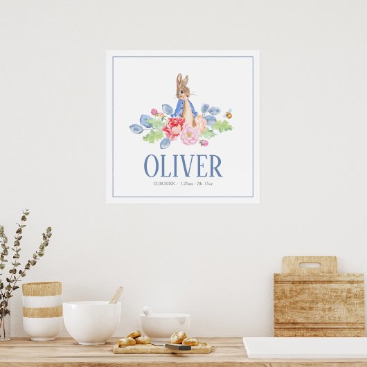 Sweet Bunny Rabbit | Aangepaste naam nieuwe babyge Poster (Keuken)