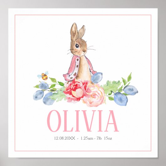 Sweet Bunny Rabbit | Aangepaste nieuwe babybedekki Poster (Voorkant)