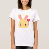 Sweet Bunny Rabbit Face die een hart vasthoudt op  T-shirt (Voorkant)